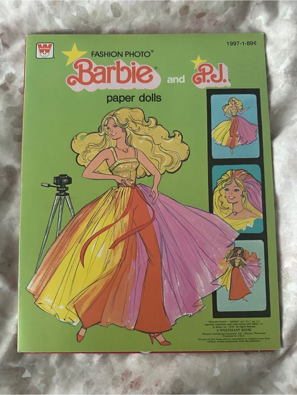 Barbie Multicolor Yellow Pink Orange Gown Paper Doll Cover
